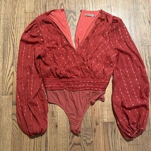 Skylar Rose Red Long Sleeve Bodysuit